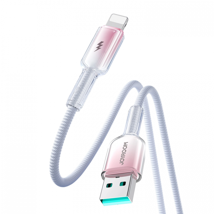 Joyroom - Joyroom S-A42 USB-A - Lightning 3A 1.2m Kabel Crystal-Clear Series - Vit