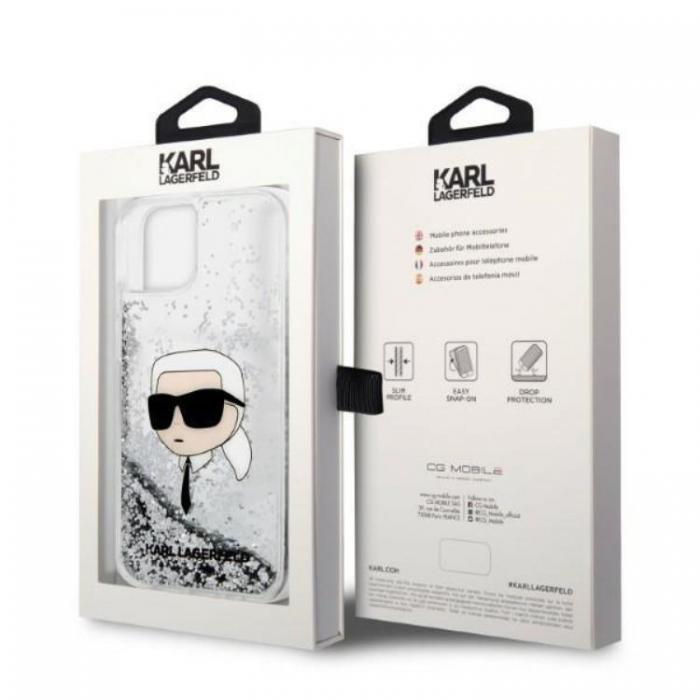 KARL LAGERFELD - Karl Lagerfeld iPhone 14 Plus Skal Glitter Karl Head - Silver