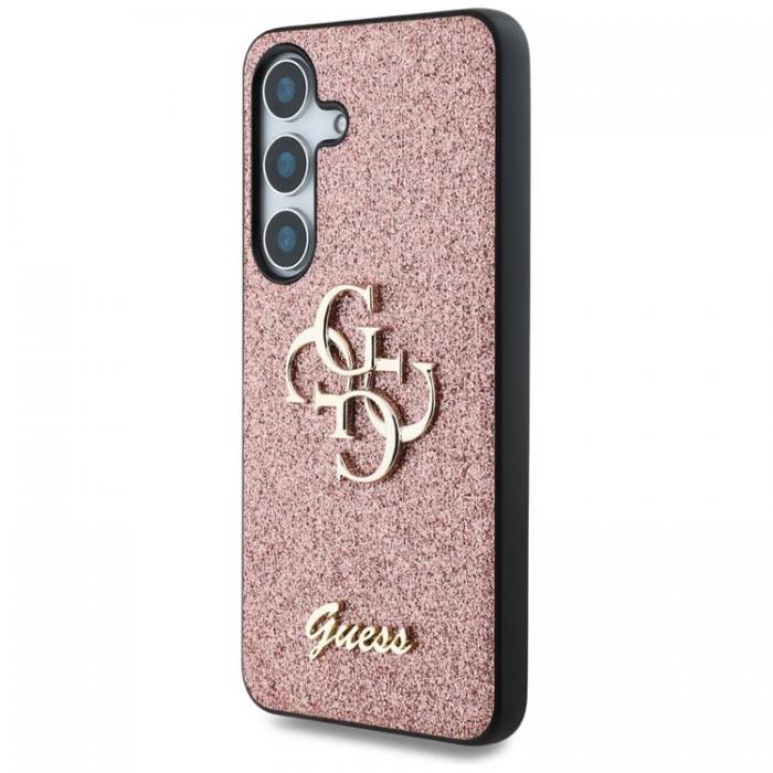 Guess - Guess Galaxy S25 Ultra Mobilskal Fixed Glitter Big 4G Metal Logo - Rosa