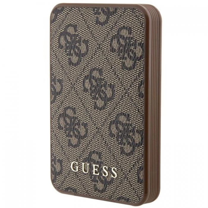 Guess - Guess Powerbank 5000mAh 15W Lder Metal Logo - Brun