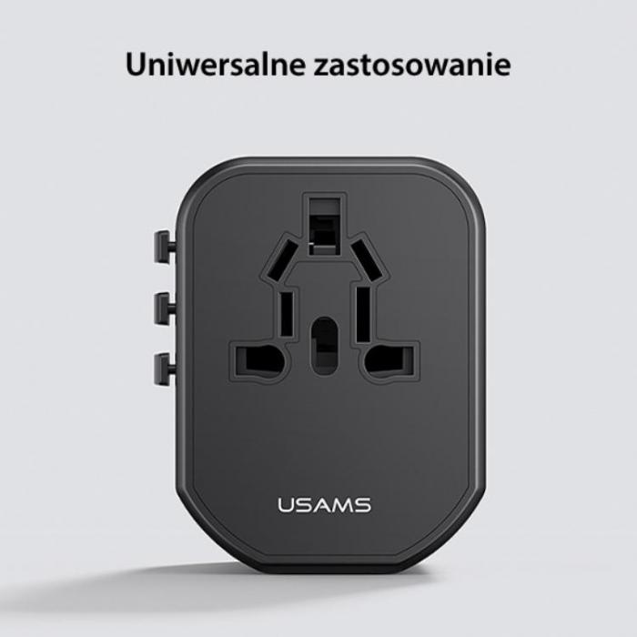 USAMS - USAMS Universal Reseladdareadapter 20W 1x USB-C 2xUSB US/AU/EU/UK T59