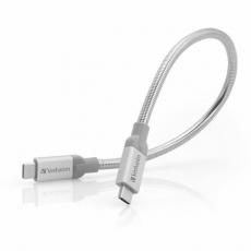 Verbatim - Verbatim USB-C till USB-C Kabel 3A 30cm Stål - Silver