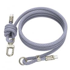 Hoco - Hoco USB-C till USB-C 60W 1.8m 3A Kabel Lanyard - Denim Blå