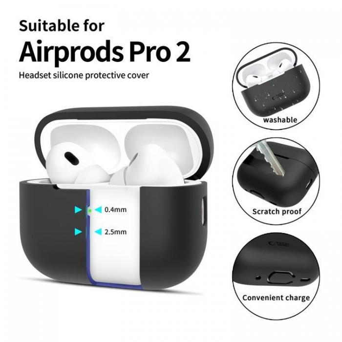 Tech-Protect - Tech-Protect Apple Airpods Pro 1/2 Skal Silikon - Svart