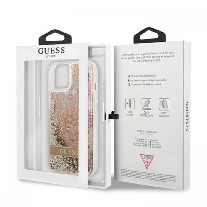 Guess - Guess iPhone 13 mini Skal Paisley Liquid Glitter - Guld