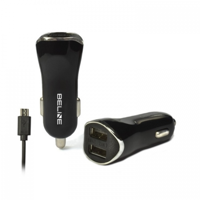 Beline - Beline Billaddare USB-A Till USB-A Med Micro-USB Kable - Svart