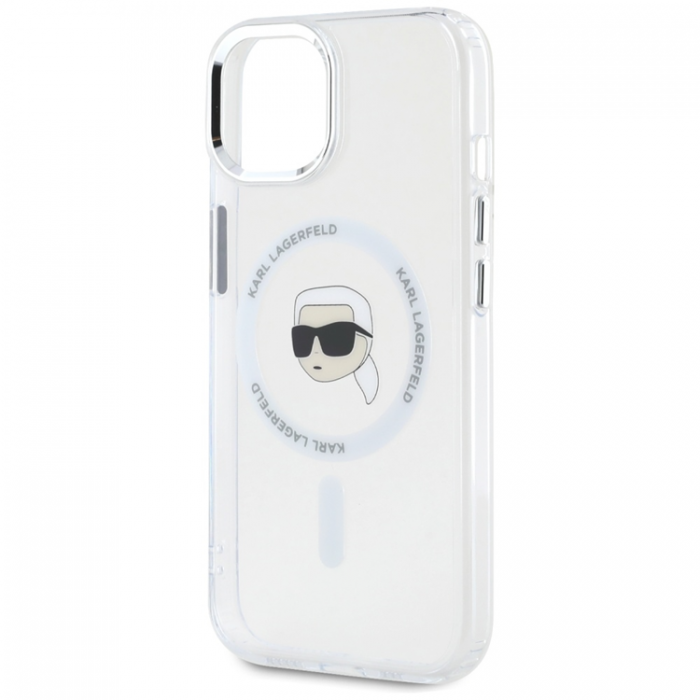 KARL LAGERFELD - Karl Lagerfeld iPhone 15 Mobilskal Magsafe Metal Karl Head - Vit