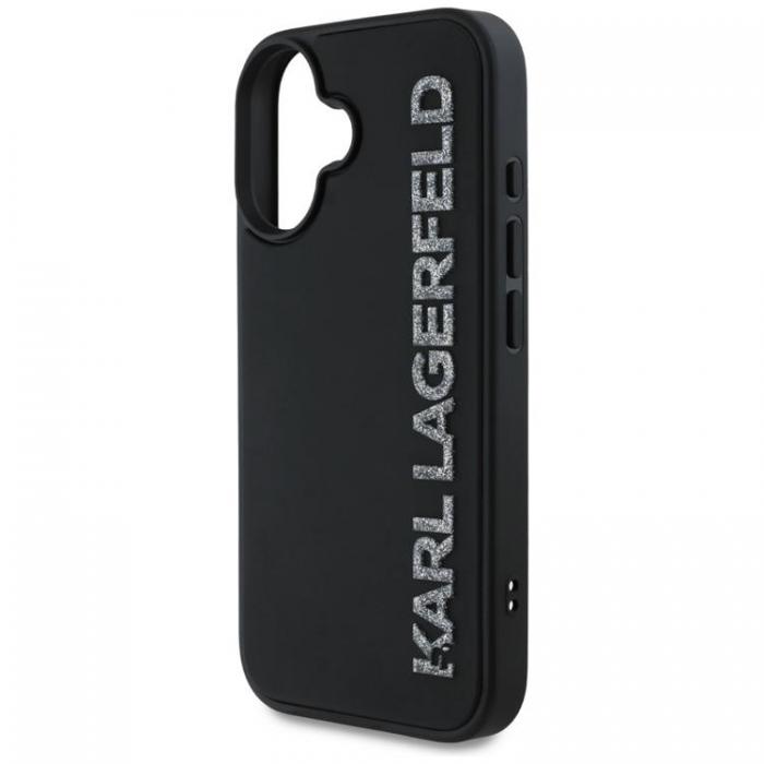 KARL LAGERFELD - Karl Lagerfeld iPhone 16 Mobilskal 3D Rubber Elongated Glitter - Svart