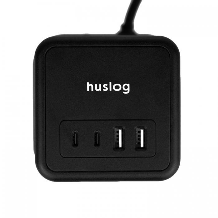 Huslog - Huslog Vertikal Frlngningssladd med USB - Svart