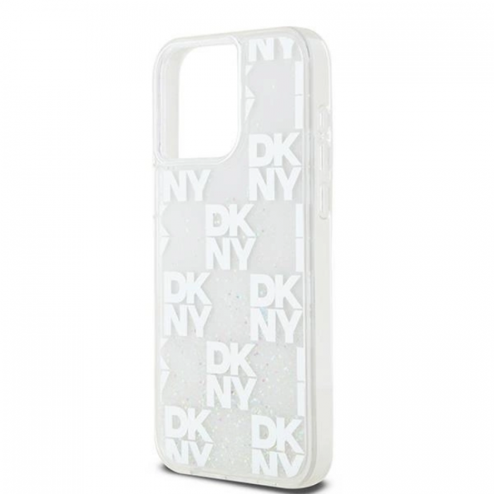 DKNY - DKNY iPhone 15 Pro Max Mobilskal Liquid Glitter Multi Logo - Vit