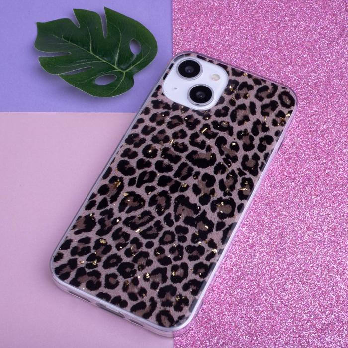 OEM - Guld Glam Skal fr Samsung Galaxy A33 5G leopardmnster