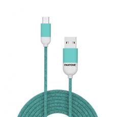 PANTONE - Pantone USB/MicroUSB 1.5m Kabel 2.4A PT-MC001-5 Teal 3242C Blå