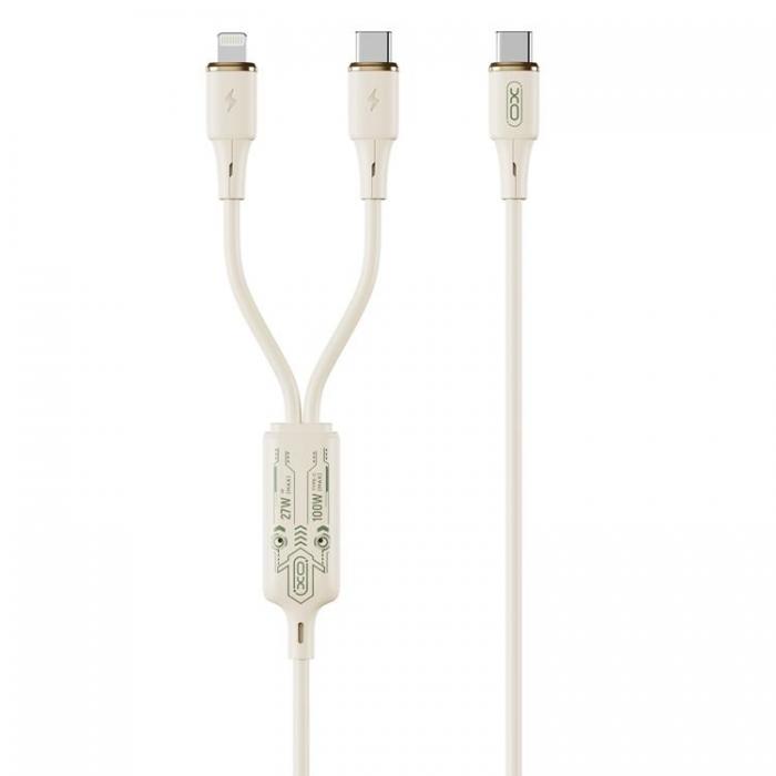 XO - XO 2in1 USB-C/Lightning/USB-C 60W 1.2m Kabel NB-Q262 - Beige