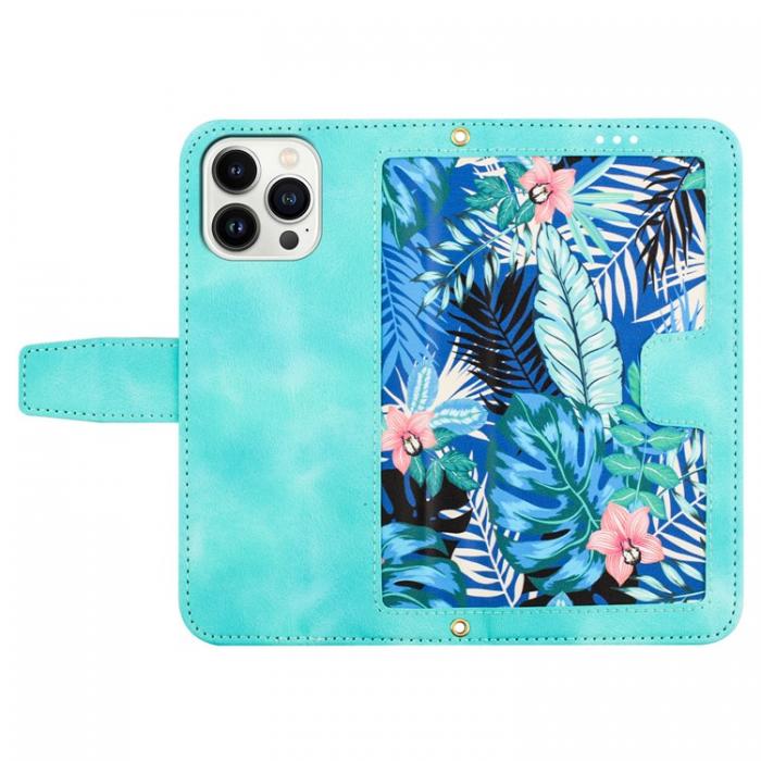 A-One Brand - iPhone 15 Pro Plnboksfodral Flower Pattern - Grn