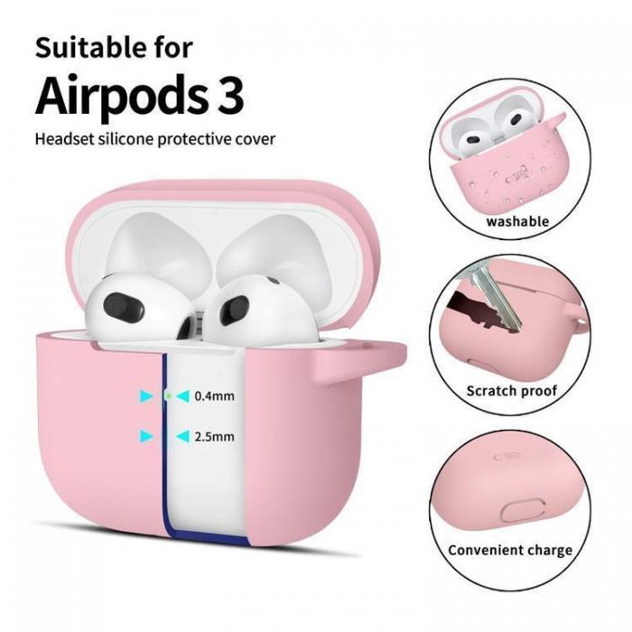 Tech-Protect - Tech-Protect Apple Airpods 3 Skal Silikon Hook - Dusty Rosa