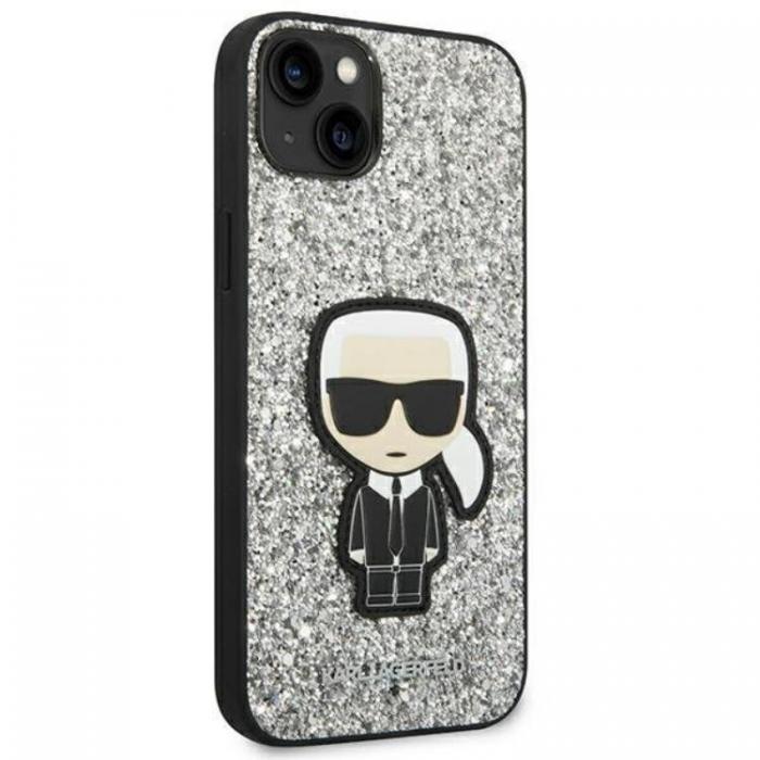 KARL LAGERFELD - Karl Lagerfeld iPhone 14 Plus Skal Glitter Flakes Ikonik - Silver