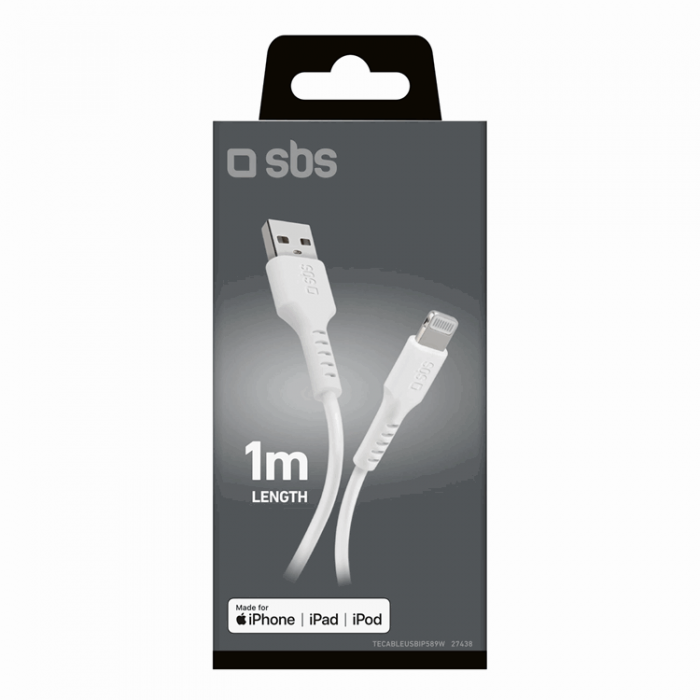 SBS - SBS USB-A - Lightning Kabel 1m - Vit