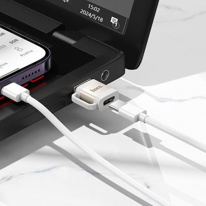 Hoco - Hoco Adapter OTG USB-A Till USB-C 3A UA31D - Gr