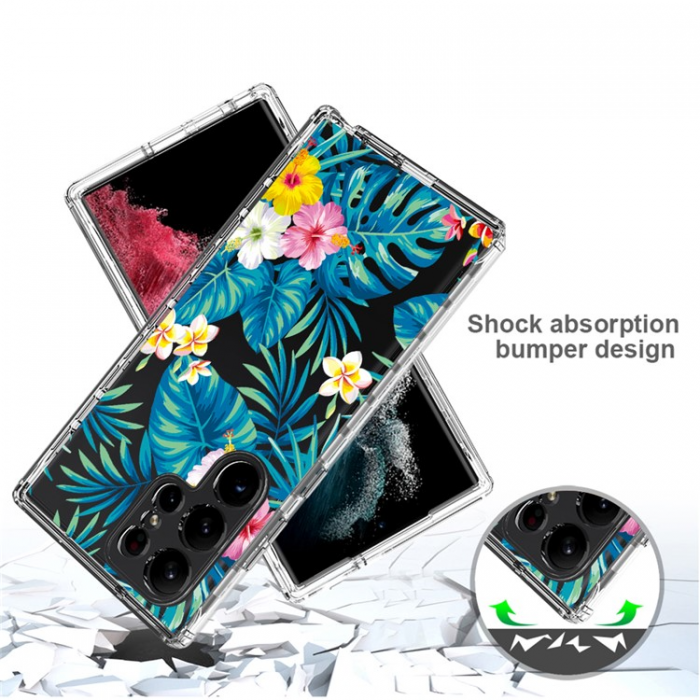 A-One Brand - Galaxy S23 Ultra Skal Pattern Printing - Plantain Leaf