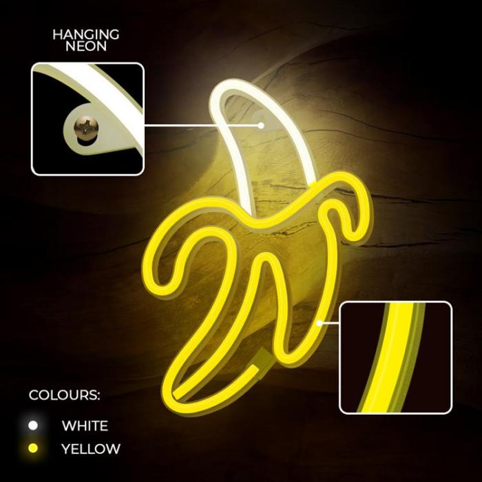 Forever Light - Forever Light LED Neon BANANA Bat FLNE10 + USB - Gul/Vit