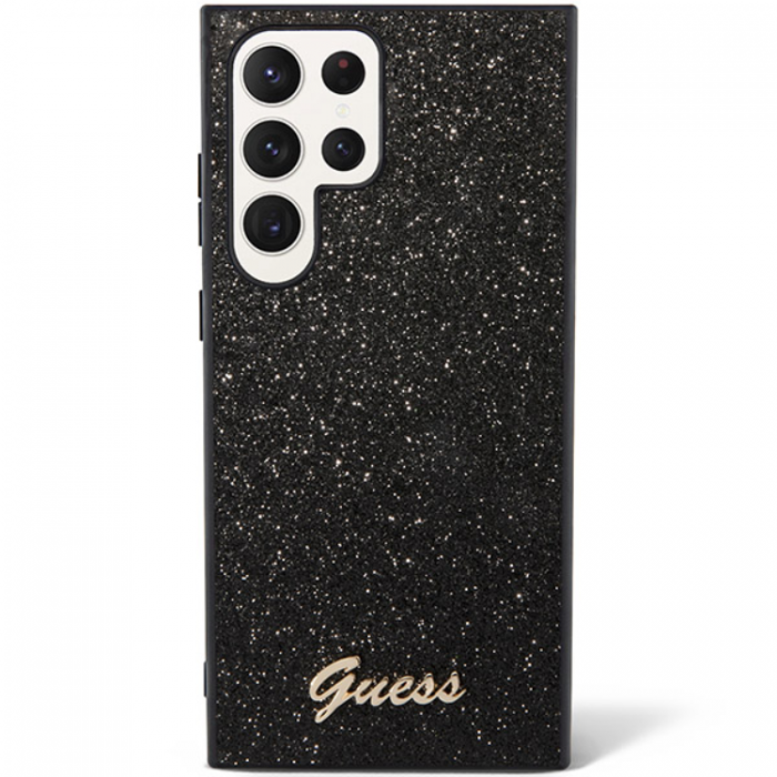 Guess - Guess Galaxy S24 Ultra Mobilskal Glitter Script - Svart