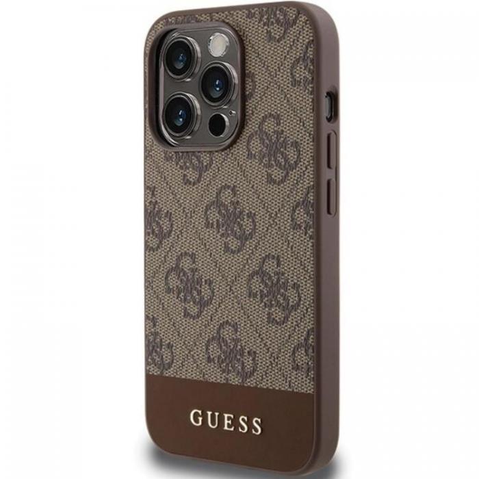 Guess - Guess iPhone 15 Pro Mobilskal Stripe Collection - Brun