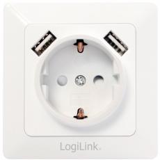 LogiLink - LogiLink Vägguttag 230V med 2xUSB 2,1A