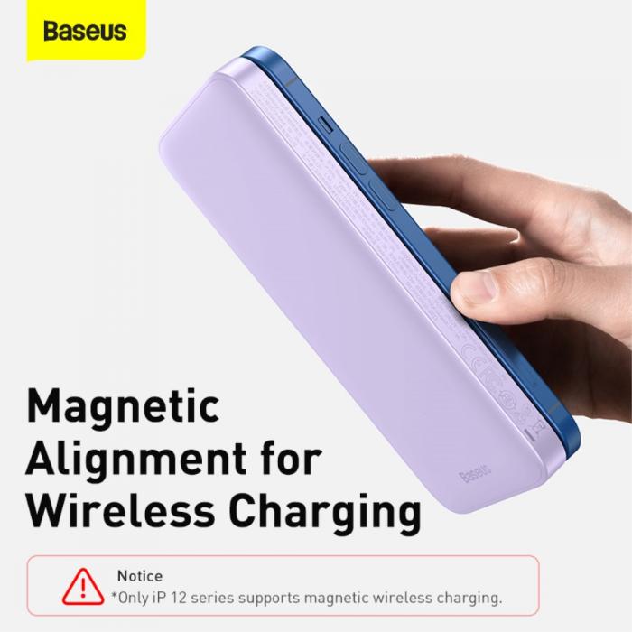 UTGATT5 - BASEUS Magnetic Magsafe Trdls Power Bank 20W 10000MAH - Lila