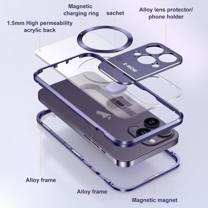 A-One Brand - iPhone 15 Pro Max Mobilskal Magsafe Aroma Kickstand - Silver