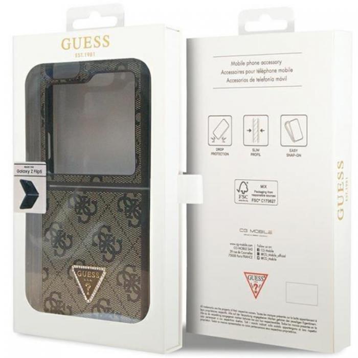 Guess - Guess Galaxy Z Flip 5 Mobilskal Triangle Strass - Brun