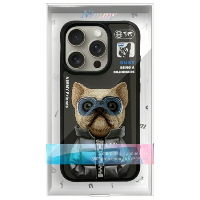 NIMMY - Nimmy iPhone 15 Pro Max Mobilskal Cool & Cute 2.0 Dog - Svart