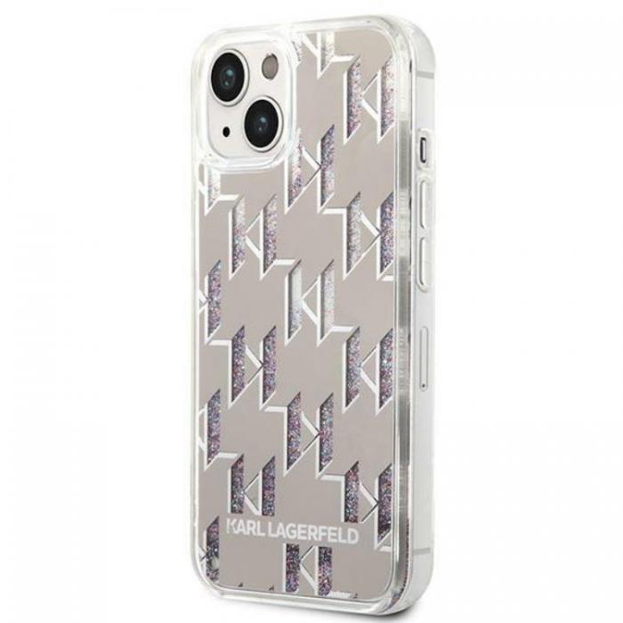 KARL LAGERFELD - Karl Lagerfeld iPhone 14 Plus Skal Liquid Glitter Monogram - Silver