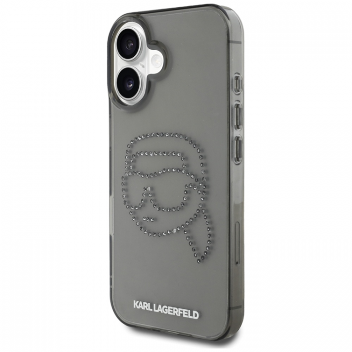 KARL LAGERFELD - Karl Lagerfeld iPhone 16 Mobilskal Rhinestones Karl Head - Svart