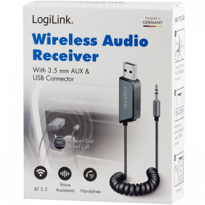 LogiLink - LogiLink Bluetooth-mottagare och handsfree AUX 3,5 mm BT5.3