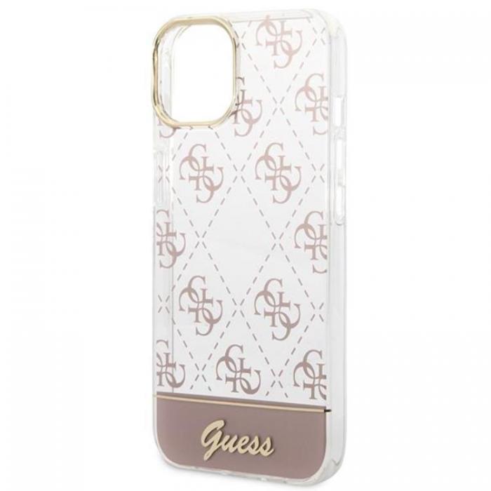 Guess - GUESS iPhone 14 Plus Skal Pattern Script - Rosa