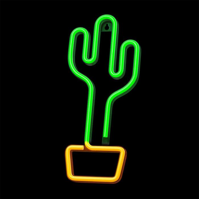 Forever Light - Forever Light LED Neon CACTUS Bat FLNE02 + USB - Orange/Grn