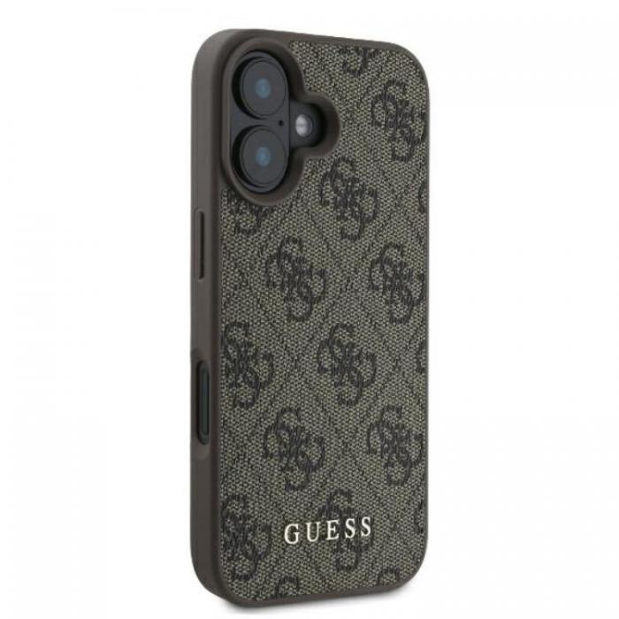 Guess - Guess iPhone 16 Plus Mobilskal 4G Metal Gold Logo - Brun