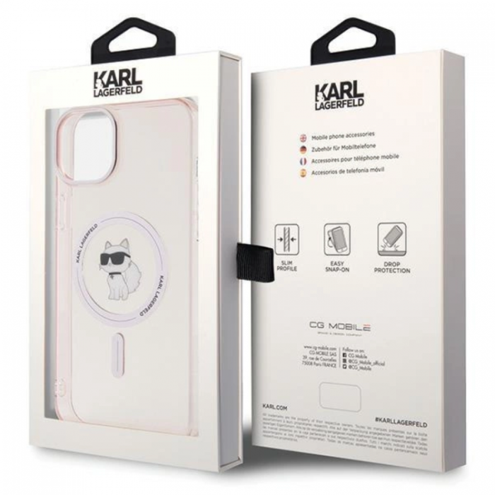 KARL LAGERFELD - KARL LAGERFELD iPhone 15 Plus Mobilskal Magsafe IML Choupette - Rosa