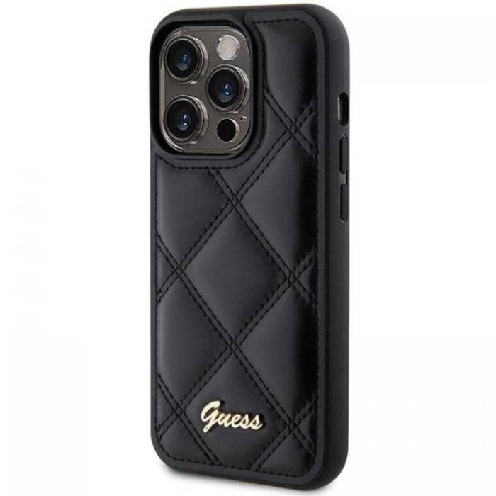 Guess - Guess iPhone 15 Pro Mobilskal Quilted Metal Logo - Svart