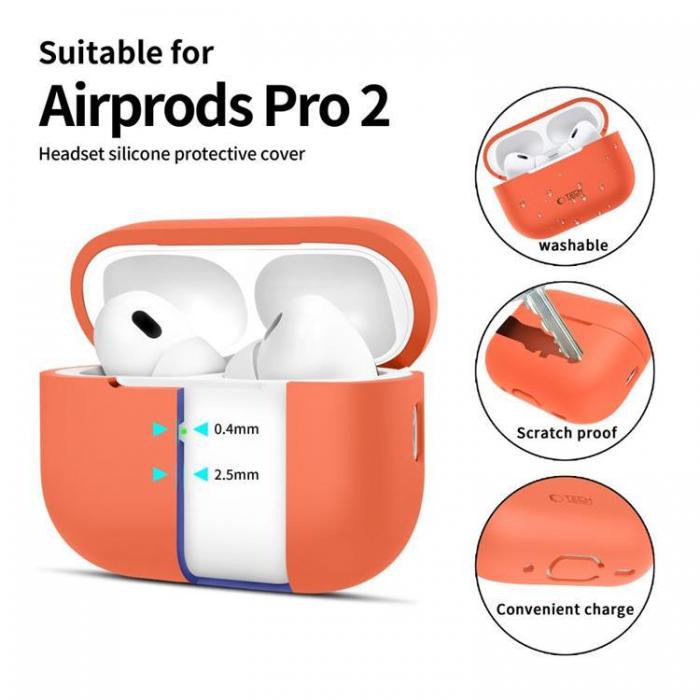 Tech-Protect - Tech-Protect Apple Airpods Pro 1/2 Skal Silikon - Neon Orange