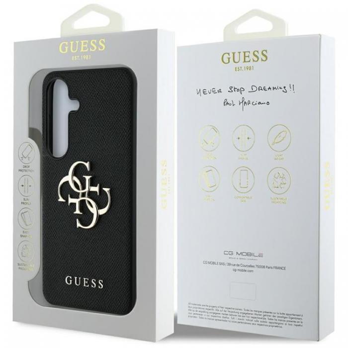 Guess - Guess Galaxy S25 Ultra Mobilskal Grained Big 4G Logo Small Classic - Svart