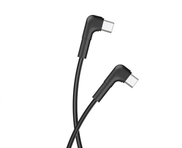 Maxlife - Maxlife Vinklad USB-C till USB-C kabel 1m 60W MXUC-09 - Svart