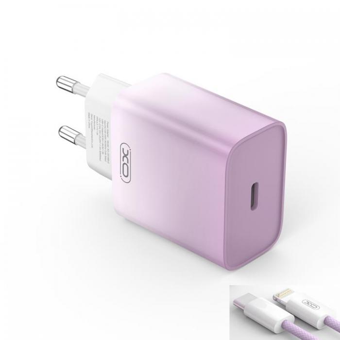 XO - XO Snabbladdare 30W USB-C med Lightning Kabel CE18 PD - Lila