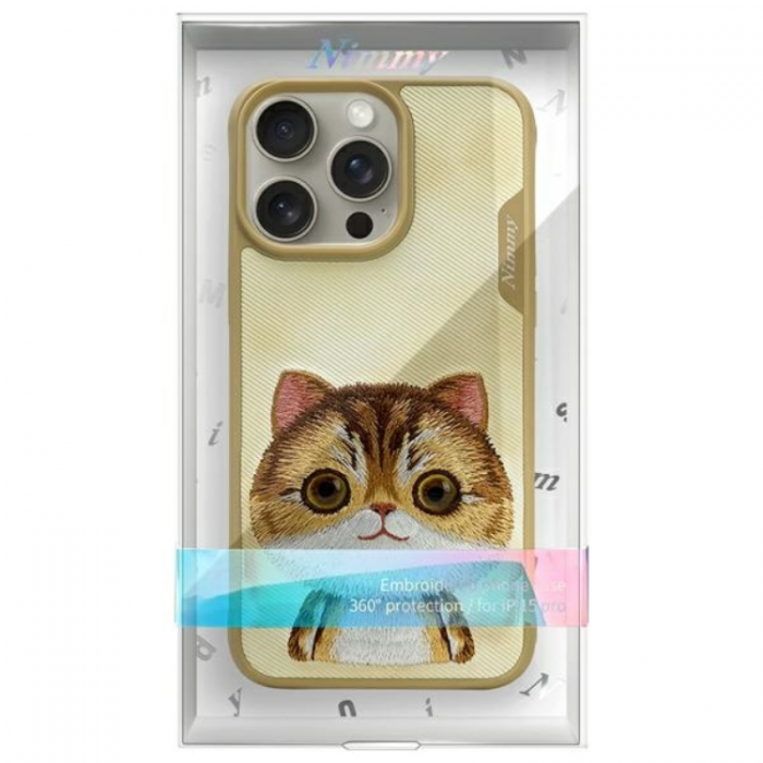 NIMMY - Nimmy iPhone 15 Pro Max Mobilskal Big Eyed Pet 2.0 Cat - Khaki