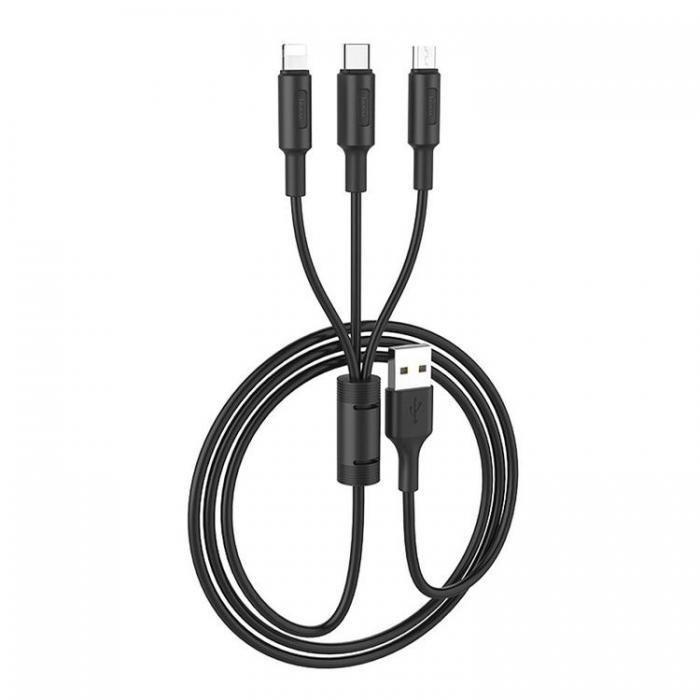 Hoco - Hoco 3in1 USB-A till USB-C, Lightning, microUSB kabel X25 1m