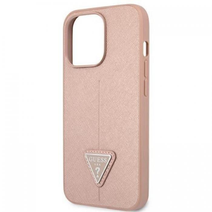 Guess - Guess iPhone 13 Pro/13 Skal Saffiano Triangle Logo - Rosa