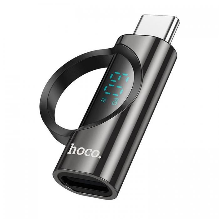 Hoco - Hoco Adapter USB-C Till Lightning Med Display 3A 60W - Svart