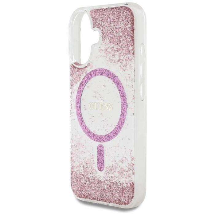 Guess - Guess iPhone 16 Mobilskal MagSafe HC Resin Bottom Glitter - Rosa