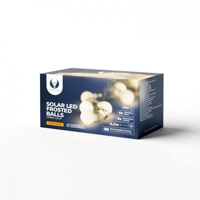 Forever Light - Forever String Light Solar LED Frosted Balls SFB61 6.5m 30 balls - Varm Vit