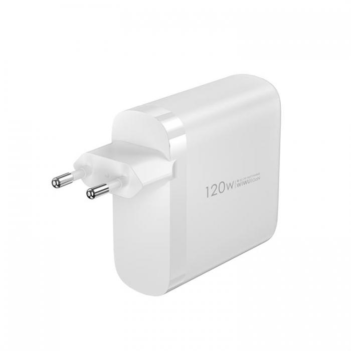 WIWU - WIWU Snabbladdare 3x USB-C Till USB 120W EU GaN - Vit